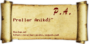 Preller Anikó névjegykártya